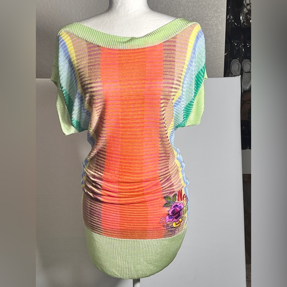 Desigual Vintage Y2K Colorful Striped Knit Dress M/L - Picture 2 of 11